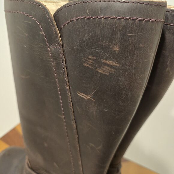 UGG Australia Rosen Riding Boots Brown Leather 7 Womens Wool Fur Lined Winter - Picture 6 of 15